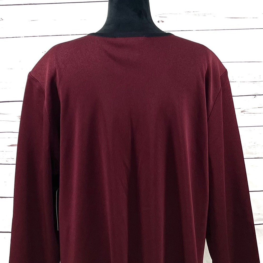 Exclusively Misook Women's Open Knit Cardigan Burgundy Petite Plus Size 3P NWT - Picture 7 of 12